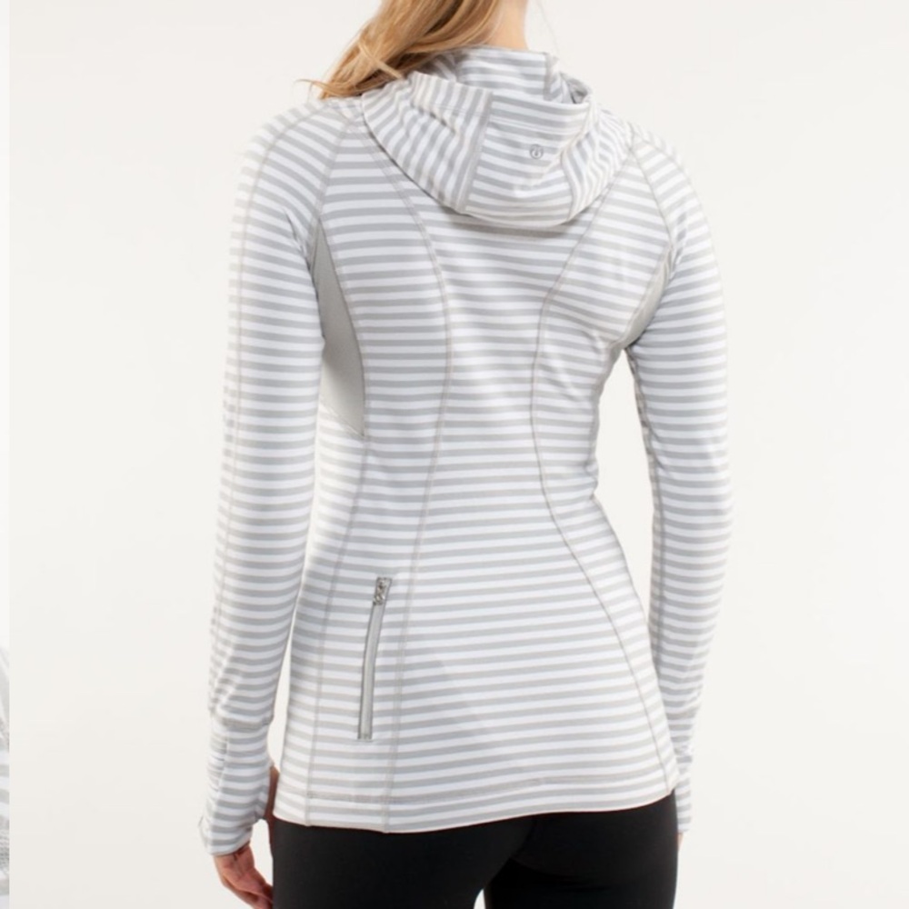 Lululemon Run: Back On Track Pullover
White & Silver Stripe lightweight hoodie 6 - Picture 2 of 7